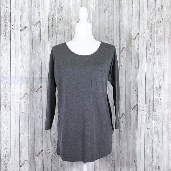 Women's Old Navy 3/4 Sleeve Top | Gray | Loose Fit | Tunic | Small | Scoop Neck - Picture 1 of 12